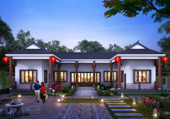 農(nóng)村現(xiàn)代新中式三合院設(shè)計(jì)圖及效果圖片，外觀好看極了